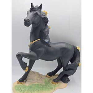 Love's Magic 1994 Princeton Gallery Black Horse Figurine Porcelain Gold Detail